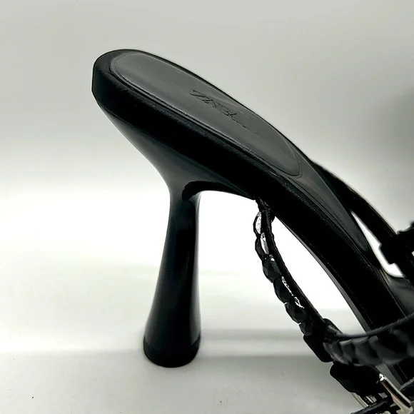 Zara Sexy Black Jeweled Ankle Strap High Heel Shoes **Sz 36/US Sz 6** 🔥🔥 - Picture 3 of 4